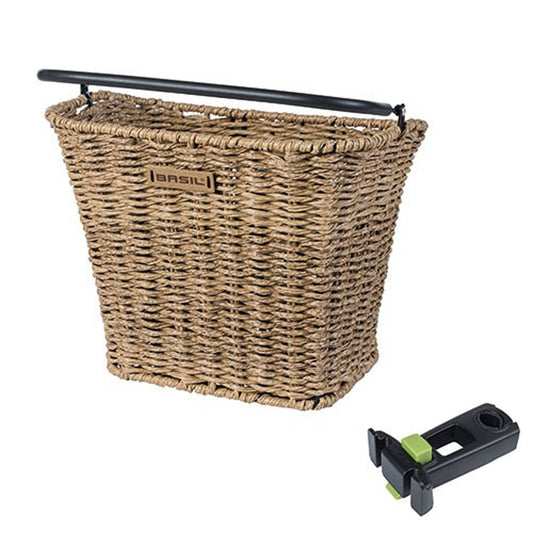 Fietsmand Basil Bremen Rattan Look  Met Kf-Stuurpenhouder 27 X 35 X 29 Cm - Seagrass
