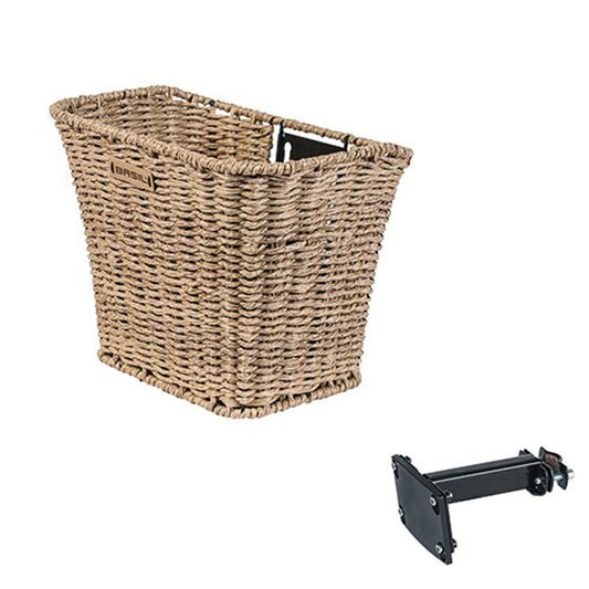 Fietsmand Basil Bremen Rattan Look Met Fm Stuurpenhouder  27 X 35 X 29 Cm - Seagrass