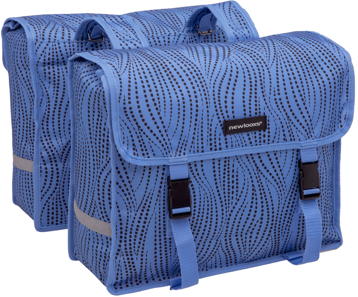 Dubbele Fietstas New Looxs Fiori Alma 30 Liter - 37 X 12,5 X 33 Cm (X2) - Blauw