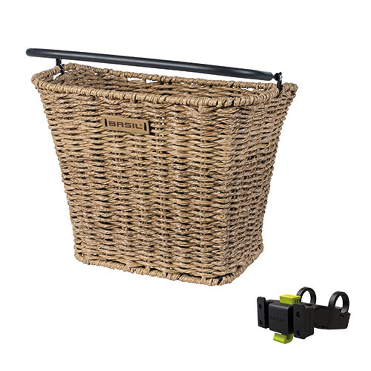 Fietsmand Basil Bremen Rattan Look Met Kf Stuurbochthouder 27 X 35 X 29 Cm - Seagrass