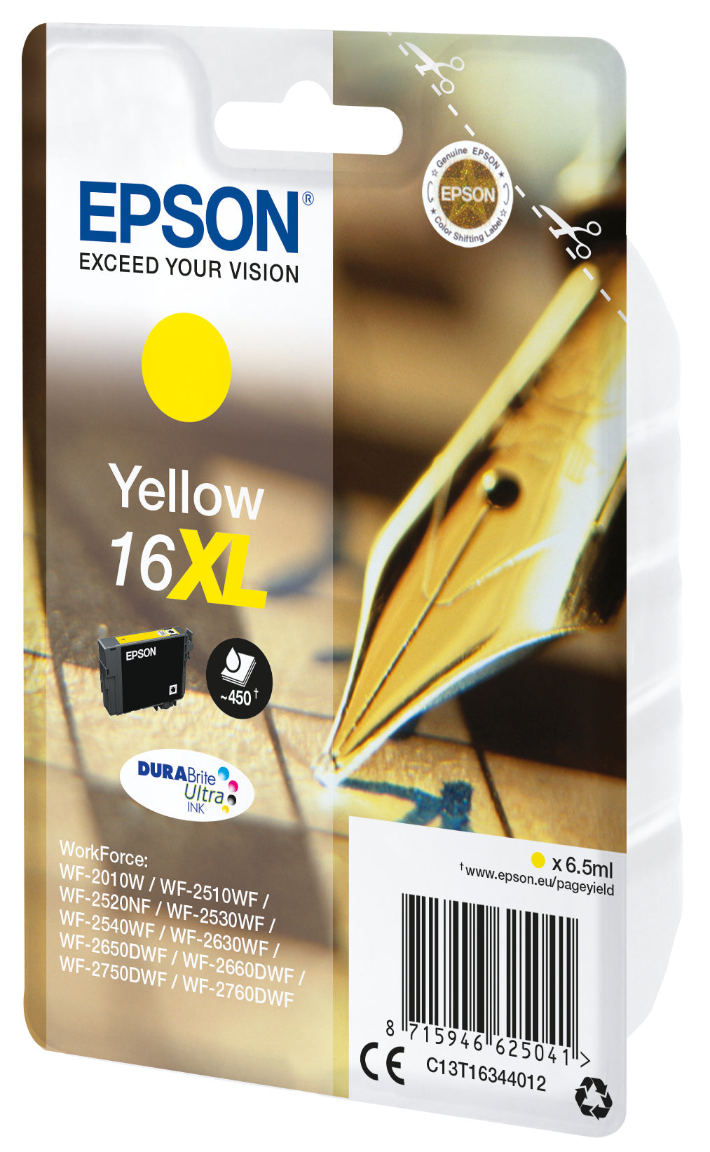 Epson Ink Cartridge Xl Yellow Durabrite Ultra T 163     T 1634