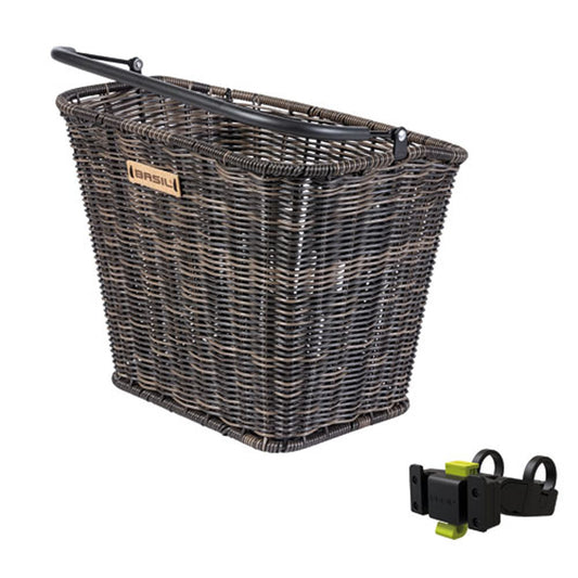 Fietsmand Basil Bremen Rattan Look Met Kf Stuurbochthouder 27 X 35 X 29 Cm - Nature Brown