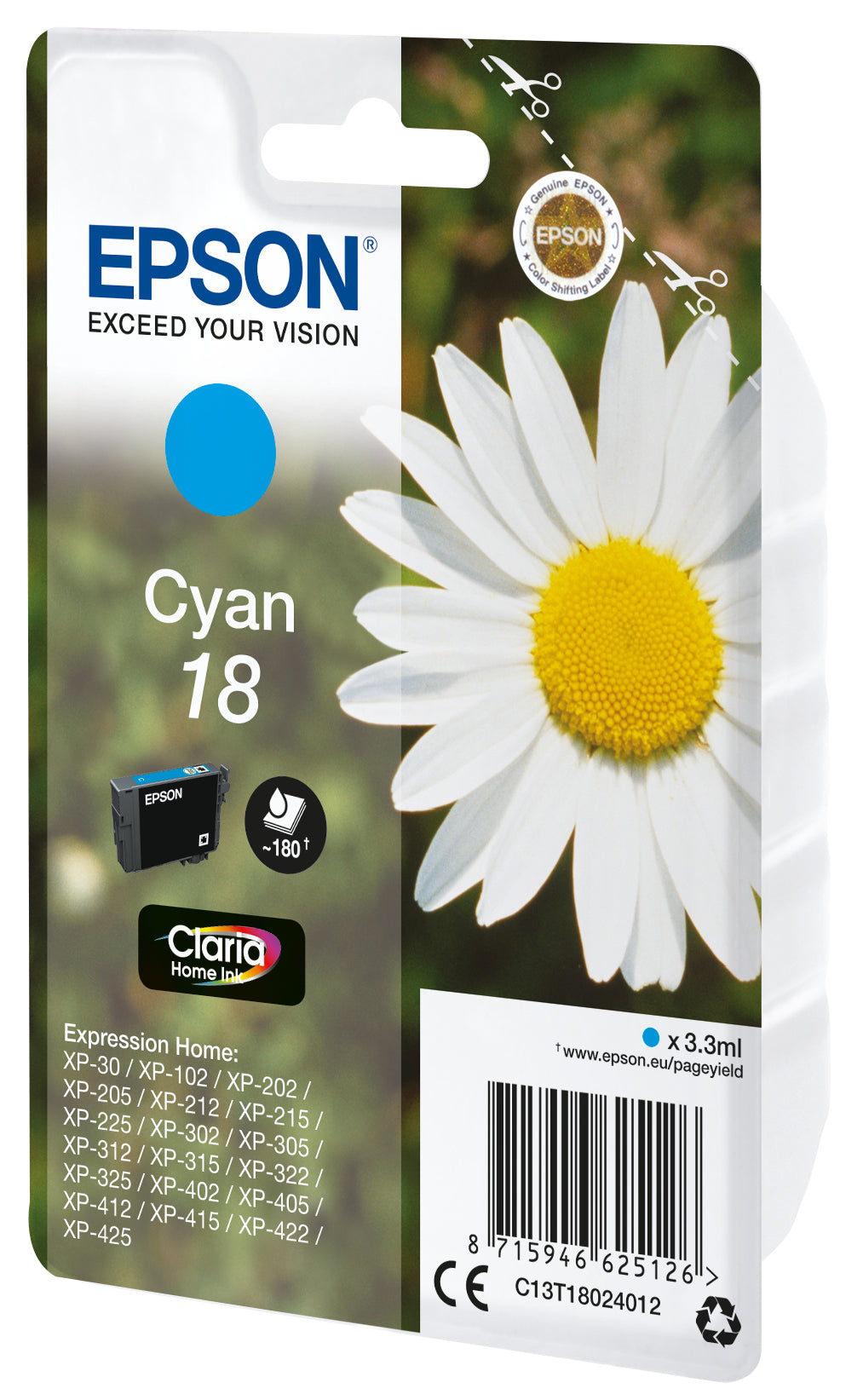 Epson Ink Cartridge Cyan Claria Home T 180         T 1802