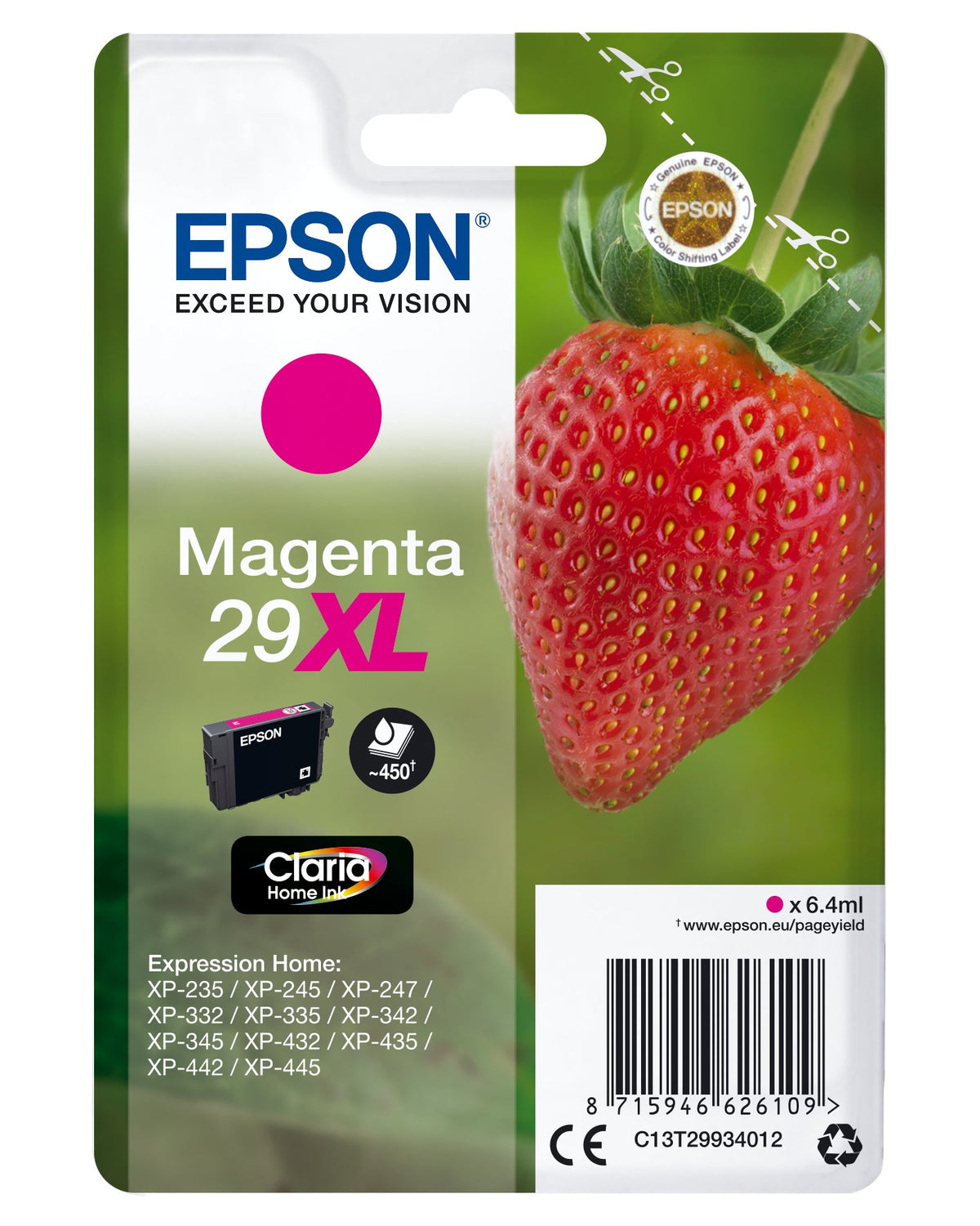 Epson Ink Cartridge Xl Magenta Claria Home 29            T 2993