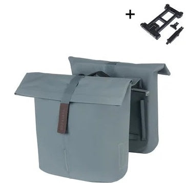Dubbele Fietstas Basil City Mik 28-32 Liter - Graphite Blue