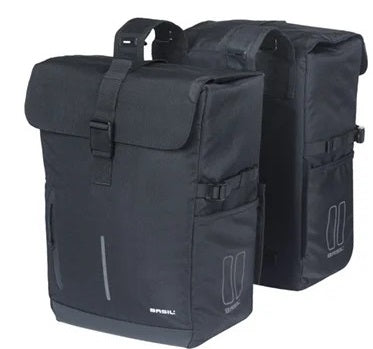 Dubbele Fietsas Basil Move 30 Liter 16 X 27 X 38 Cm - Zwart