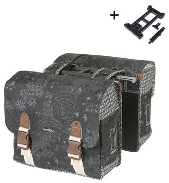 Dubbele Fietstas Basil Bohème Mik 35 Liter - Zwart / Charcoal
