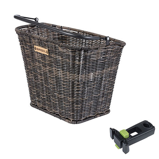 Fietsmand Basil Bremen Rattan Look Met Kf-Stuurpenhouder 27 X 35 X 29 Cm - Brown