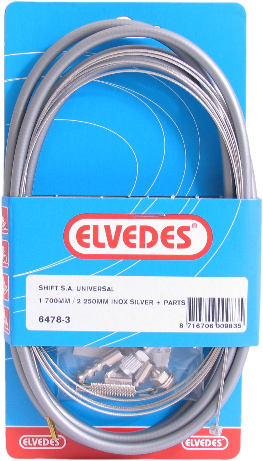 Trommelrem Kabelkit Elvedes 1700Mm / 2350Mm Rvs - Zilver (Op Kaart)