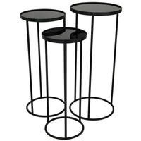 Round Table Set Of 3 - Black Metal - Ø33 X ↑ 75 Cm