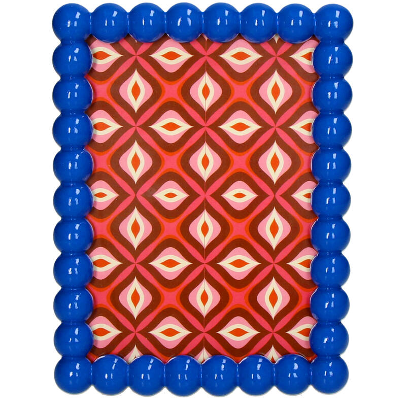 Beaded Photo Frame Polyresin – Blue