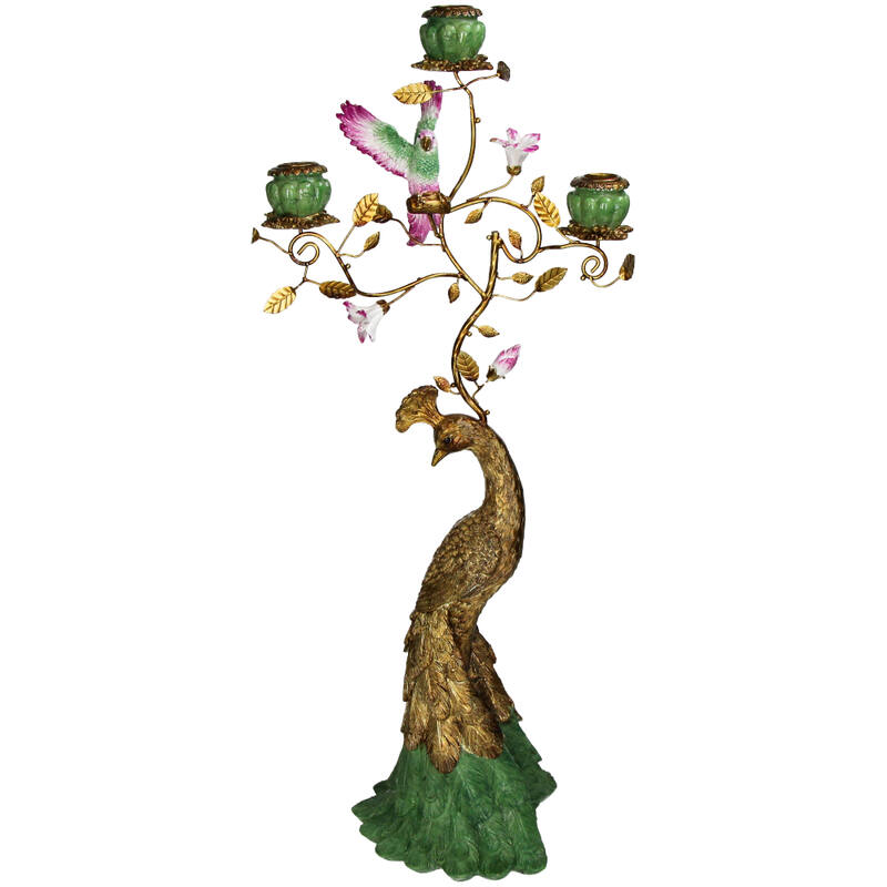 Peacock Candle Holder – Multicolour Polyresin Design