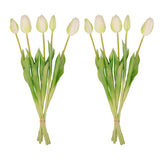Vase Lady Sunny + 10X Real Touch Tulips White/Green
