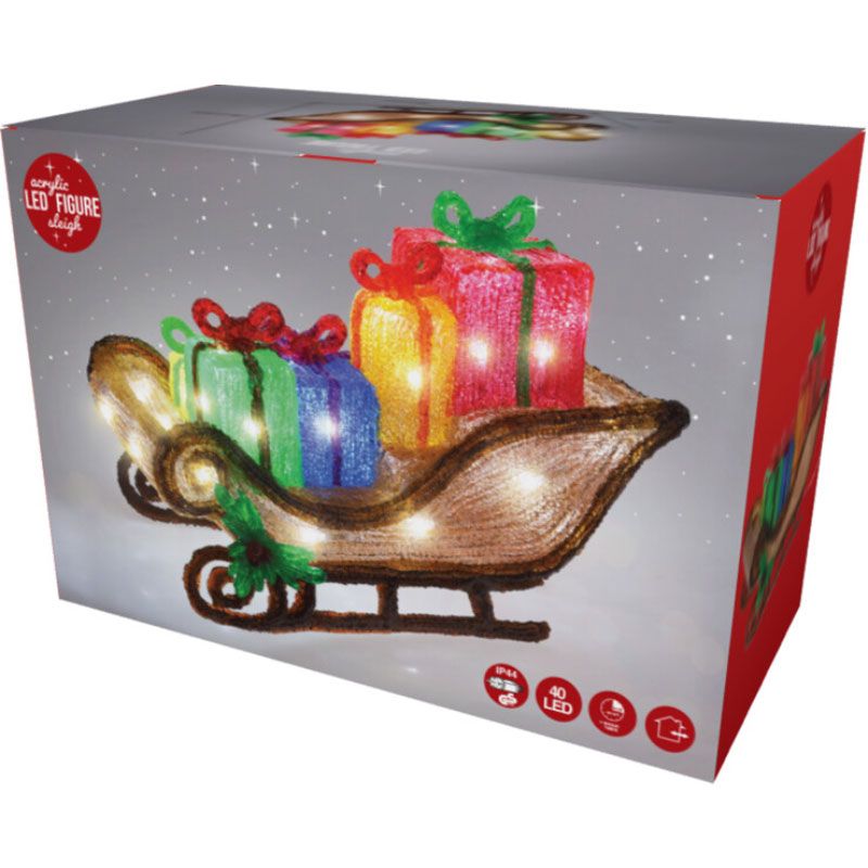 Kerstfiguur Acryl - Arreslee Met Led - 40 Cm