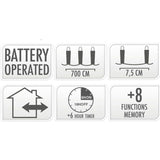 Led-Verlichting 96 Led's - Warm Wit - Op Batterij - Met Timer En Geheugen