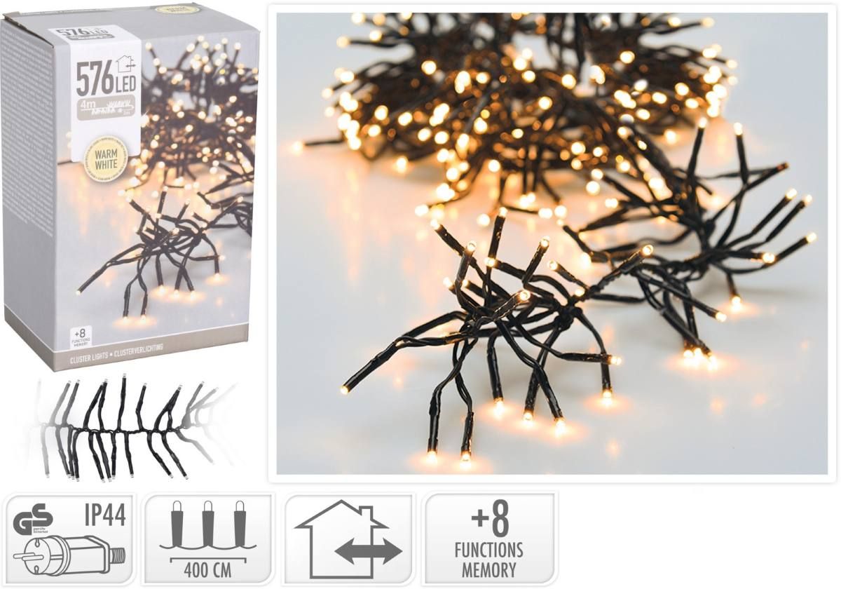 Clusterverlichting - 576 Led - 4M - Lichtfuncties - Warm Wit