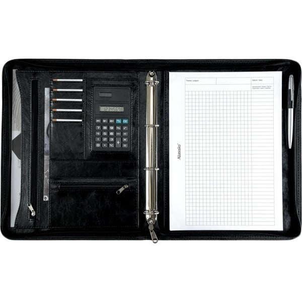 Juscha Ju-30065 Conferentiemap Alassio Massa Gemarmerde Uitvoering,A4 Kunst- Leer Zwart,Rekenmachine, Opber