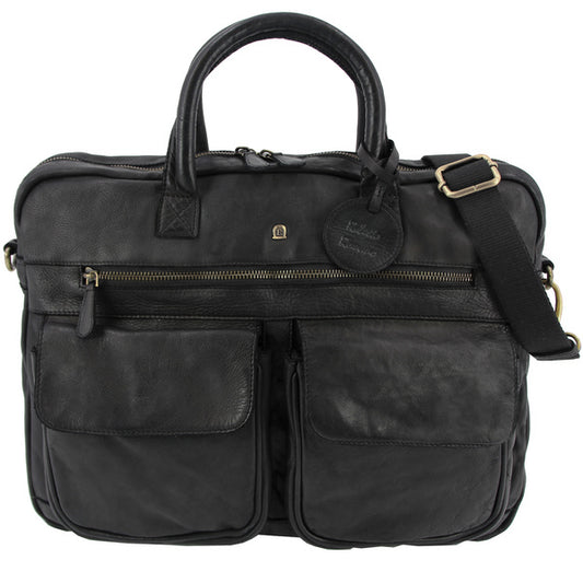 Juscha Ju-48200 Laptop Aktetas Roberto Romano Firenze Zwart, Echt Leer 29X40X10Cm