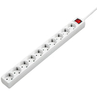 Hama Stekkerdoos 10-Voudig 2-Pol. Schakelaars Wit 3 M