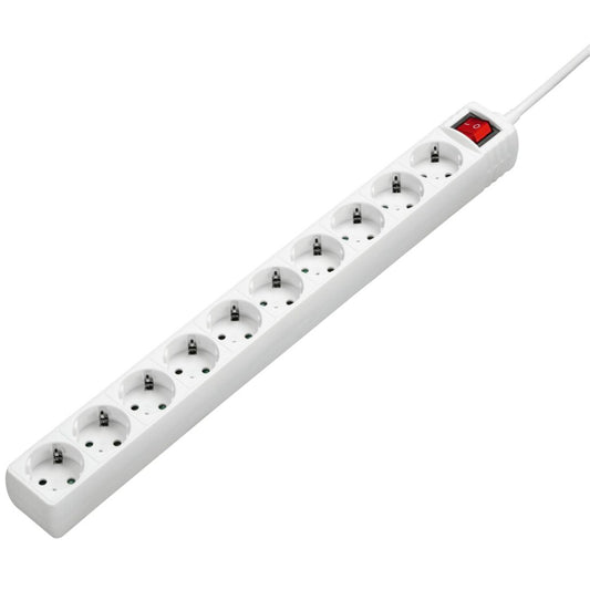 Hama Stekkerdoos 10-Voudig 2-Pol. Schakelaars Wit 3 M