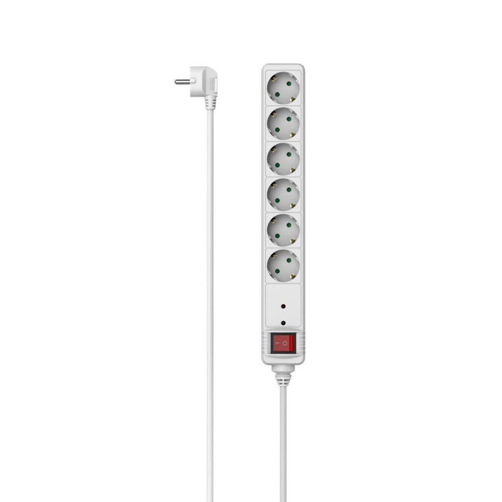 Hama Stekkerdoos 6-Voudig Overspanningsbeveiliging Schakelaar 1,4 M Wit