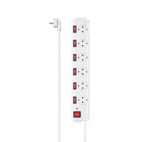 Hama Stekkerdoos 6-Voudig Overspanningsbev. 90&Deg; Ind. Schakelbaar 1,4M Wit