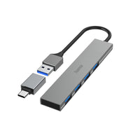 Hama Usb-Hub 4-Poorts Usb 3.2 Gen1 5 Gbit/S Ultra Slim Incl. Usb-C-Adapter