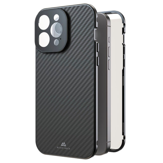 Black Rock 360 Glas Cover Voor Apple Iphone 15 Pro Max Real Carbon