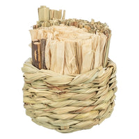 Trixie Mand Gras Met Hooi / Maisbladeren / Houten Stokjes 9X9X9 Cm