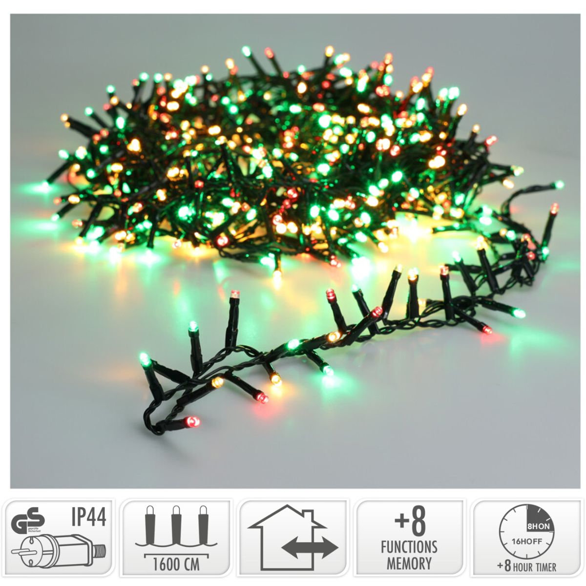 Microcluster - 800 Led - 16M - Three Tone Traditional - Timer - Lichtfuncties - Geheugen - Buiten