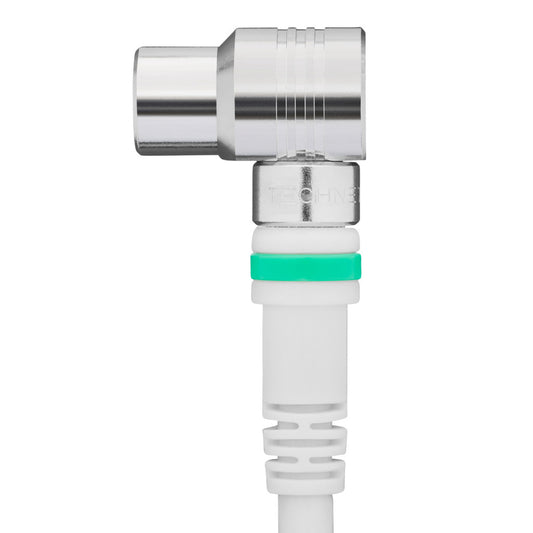 Technetix Tn-Rla 21-10-S Coaxkabel Male - Female Haaks 90° 10 M Wit/Zilver