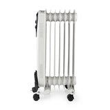 Nedis Htoi30Wt7 Mobiele Olieradiator 600 / 900 / 1500 W 7 Vinnen Instelbare Thermostaat 3 Warmte Standen Omvalpreventie Wit