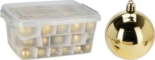 Kerstballen Set Goud - 70 Stuks - Kunststof  - Opbergbox