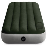 Intex 64760 Jr. Twin Dura-Beam Downy 1-Persoons Luchtbed 191X76X25 Cm + Ingebouwde Voetpomp Groen/Grijs