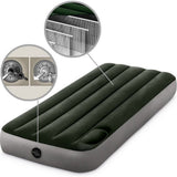 Intex 64760 Jr. Twin Dura-Beam Downy 1-Persoons Luchtbed 191X76X25 Cm + Ingebouwde Voetpomp Groen/Grijs