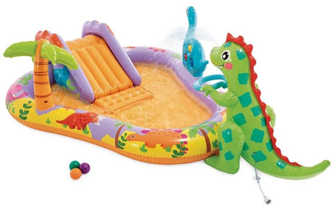 Intex 56139Np Opblaasbaar Speelzwembad Dino Park Met Glijbaan 201X157X69Cm