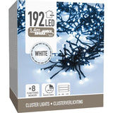 Clusterverlichting 192 Led -  1.4M - Wit - Batterij - Lichtfuncties - Geheugen - Timer
