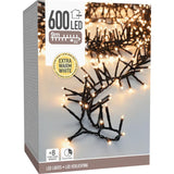 Maxi Cluster Kerstverlichting - 600 Led - 9M - Extra Warm Wit - Timer - Lichtfuncties - Geheugen - Buiten