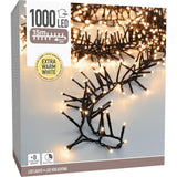Maxi Cluster Kerstverlichting - 1000 Led - 15M - Extra Warm Wit - Timer - Lichtfuncties - Geheugen - Buiten