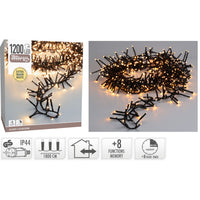 Maxi Cluster Kerstverlichting - 1200 Led - 18M - Extra Warm Wit - Timer - Lichtfuncties - Geheugen - Buiten
