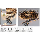 Maxi Cluster Kerstverlichting - 1200 Led - 18M - Extra Warm Wit - Timer - Lichtfuncties - Geheugen - Buiten