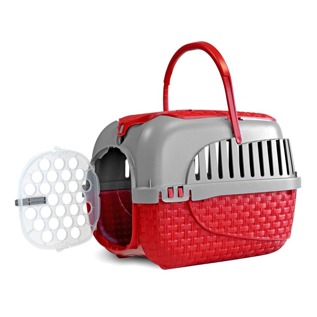 Bama Pet Transportbox 52X33X34 Cm Rood/Zilver