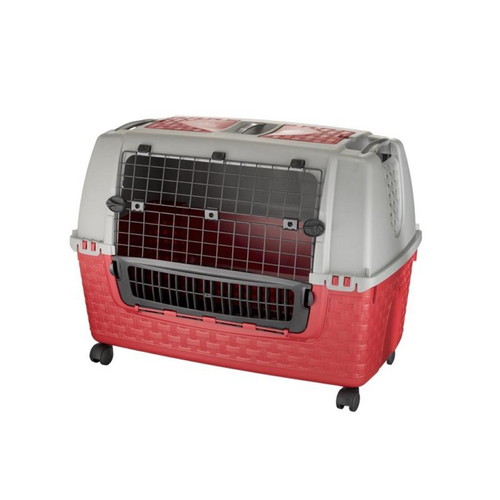 Bama Pet Transportbox Met Wieltjes 88X52X60 Cm Rood/Grijs