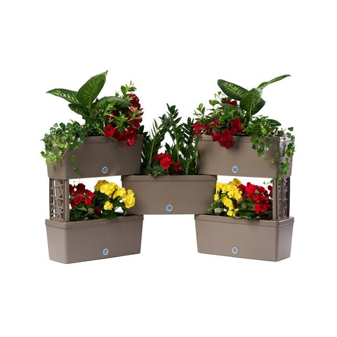 Bama Brick Koppelbare Plantenbakken 75L 59X23X27 Cm 5 Stuks Taupe