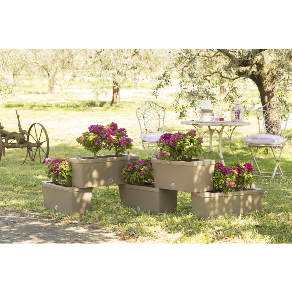 Bama Brick Koppelbare Plantenbakken 75L 59X23X27 Cm 5 Stuks Taupe