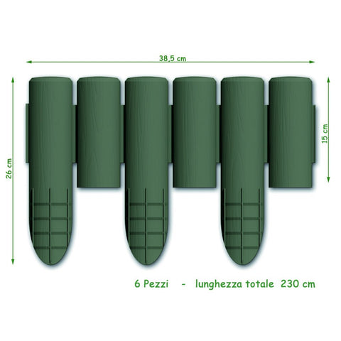Bama Tuin Modulaire Rand Imitatiehout 38.5X15 Cm 6 Stuks Groen
