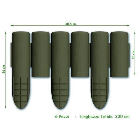 Bama Tuin Modulaire Rand Imitatiehout 38.5X15 Cm 6 Stuks Bruin