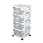 Bama Insieme Ladesysteem Met Wieltjes 4 Laden 36X40X80 Cm Wit/Transparant