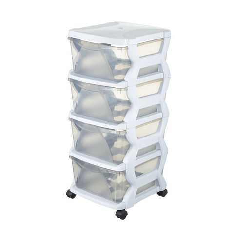 Bama Insieme Ladesysteem Met Wieltjes 4 Laden 36X40X80 Cm Wit/Transparant
