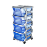 Bama Insieme Ladesysteem Met Wieltjes 4 Laden 36X40X80 Cm Zilver/Blauw/Transparant